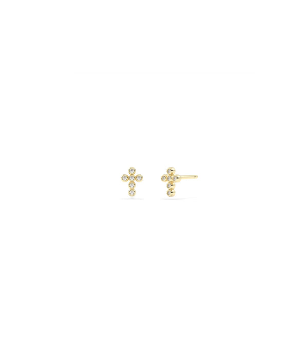 Diamond Cross Stud Earring - 79e | Everyday 14K Gold Jewelry
