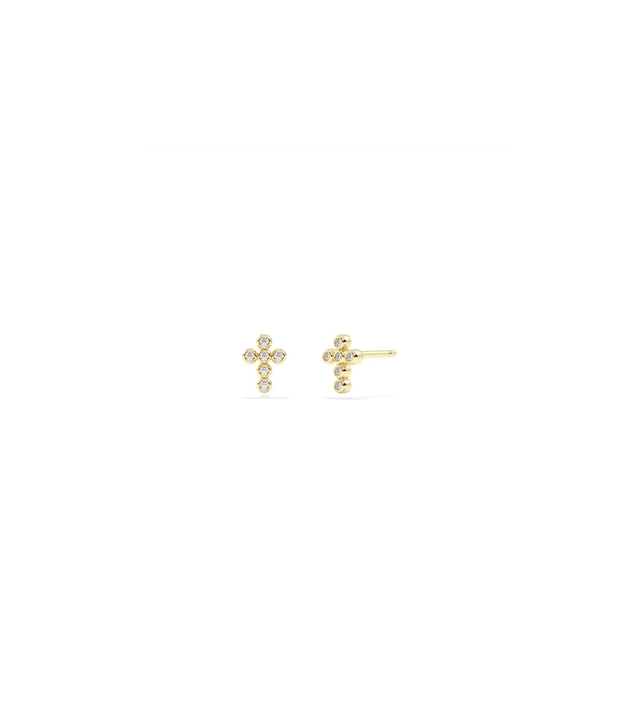 Diamond Cross Stud Earring - 79e | Everyday 14K Gold Jewelry