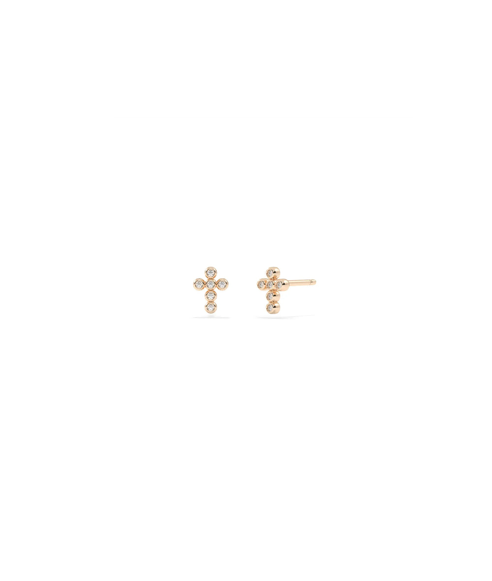 Diamond Cross Stud Earring - 79e | Everyday 14K Gold Jewelry