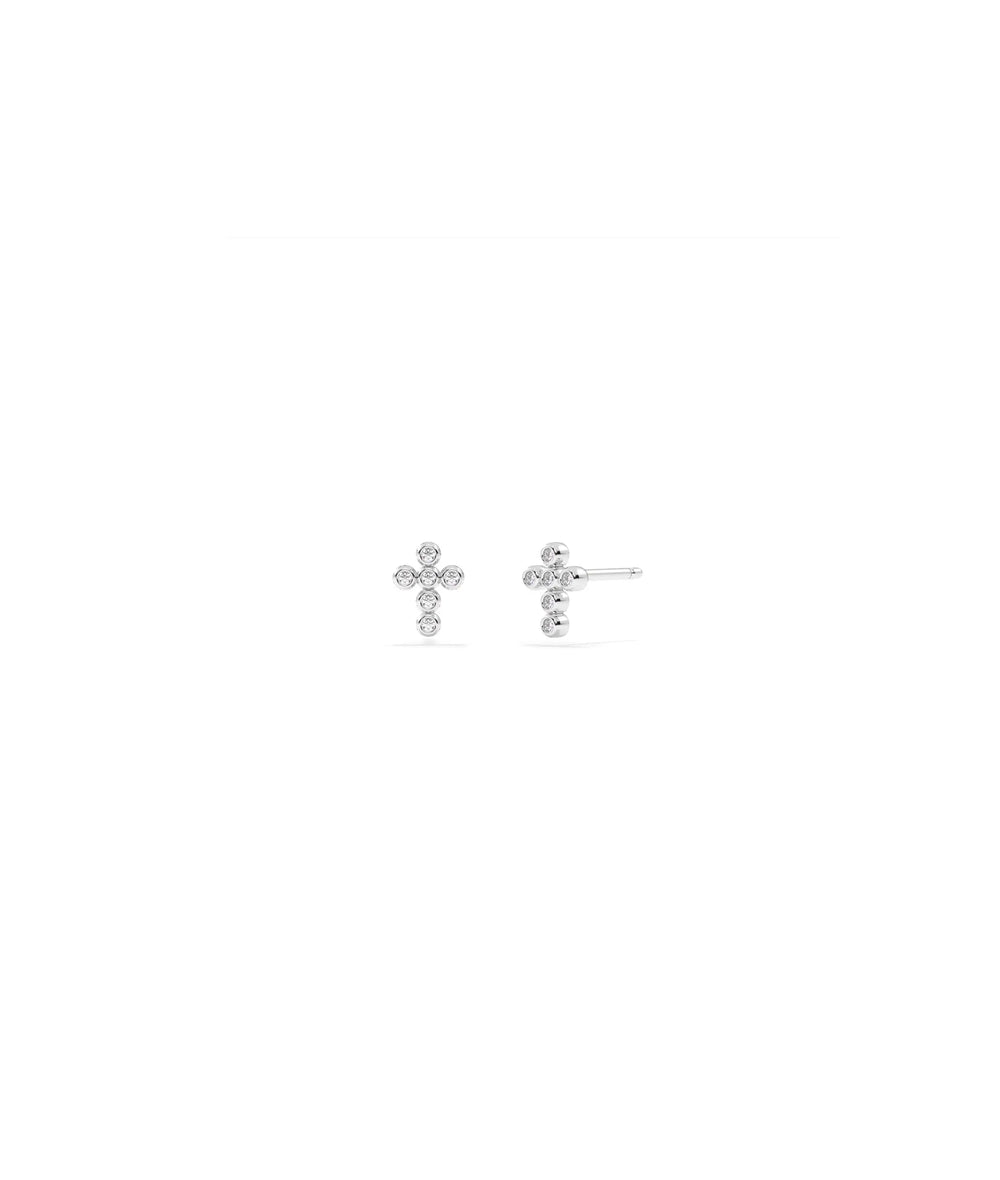 Diamond Cross Stud Earring - 79e | Everyday 14K Gold Jewelry