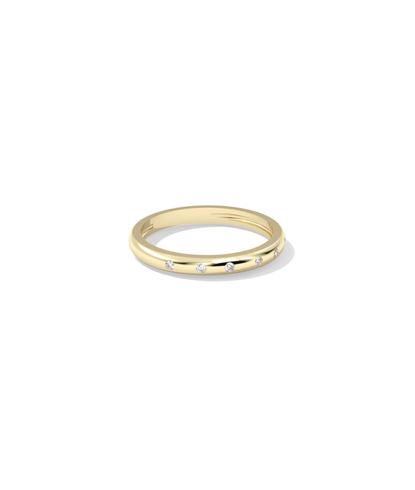 Side profile Diamond Bezel Station Band Ring showing 2.4mm width and bezel detail alternate view