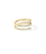 Side view Diamond Swirl Ring showing sculptural 12mm dimensional swirl detail