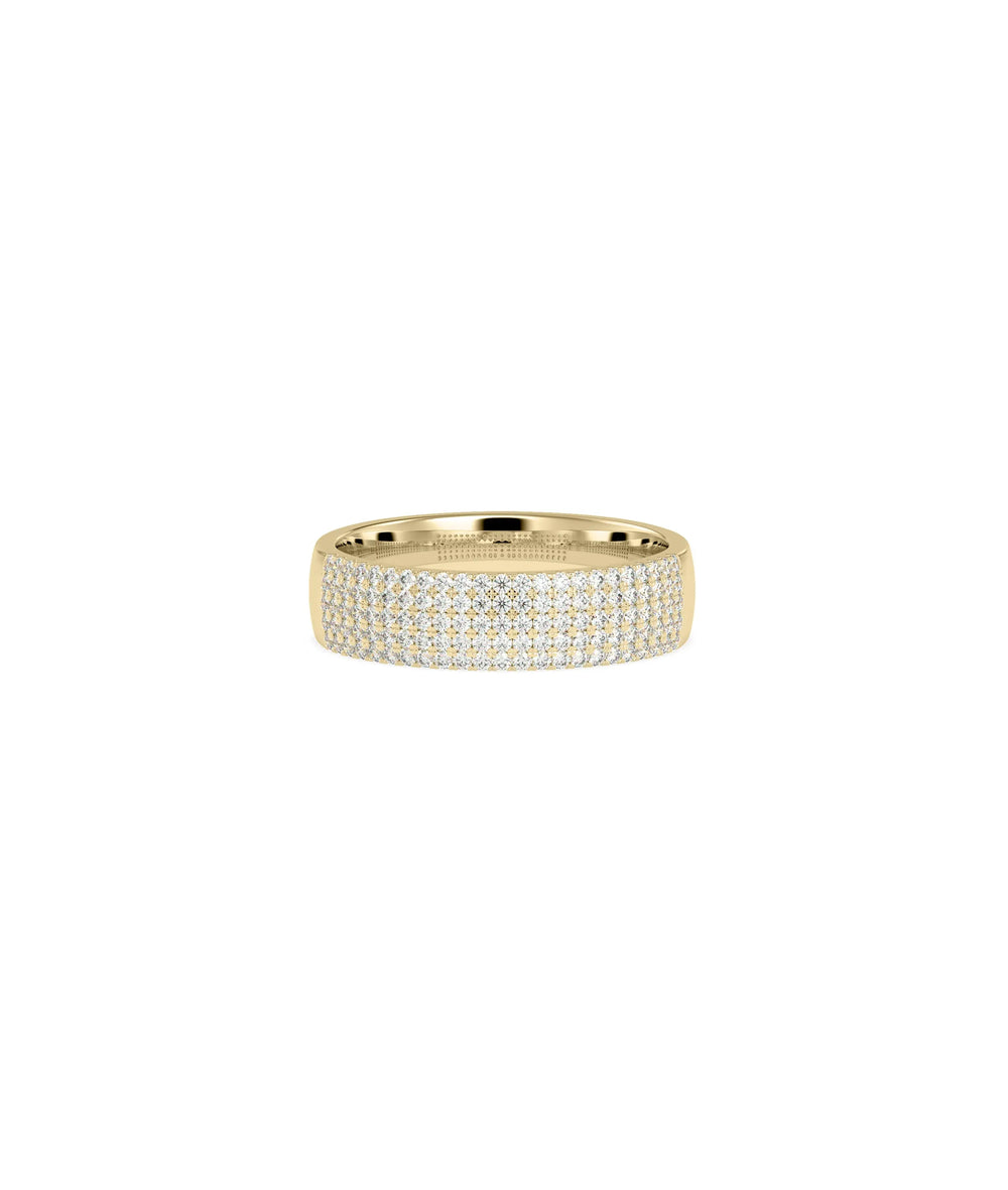 5 Row Diamond Band Ring in yellow gold with five parallel rows of diamonds