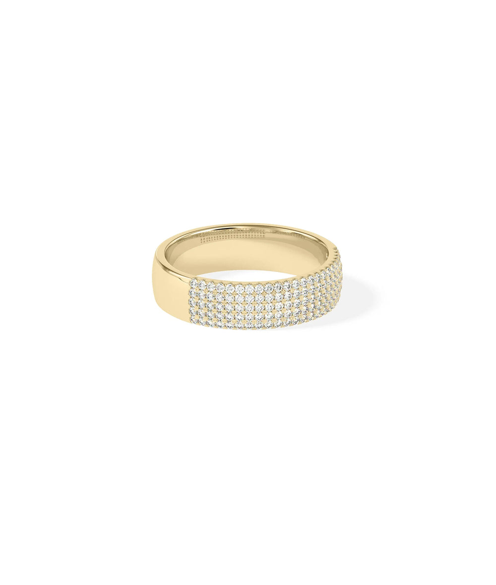 Side profile 5 Row Diamond Band Ring showing substantial 5.5mm bold width