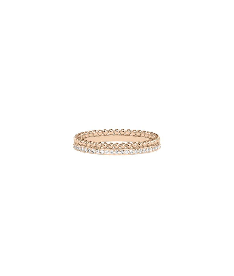 Rose gold 2 Row Diamond Band Ring with elegant dual-row diamond design
