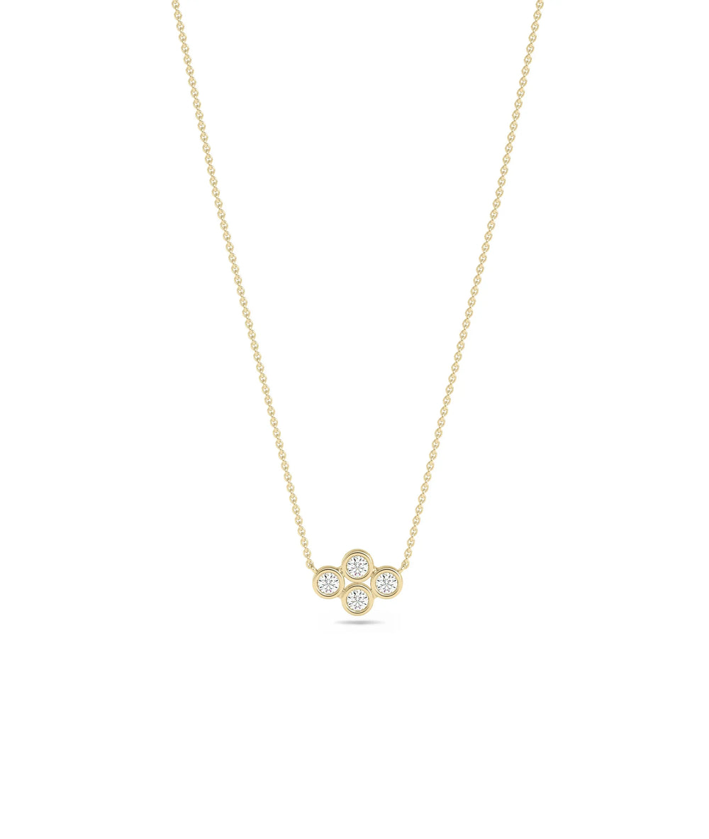 Diamond Clover Necklace | Diamond Necklace - 79e | Everyday 14K Gold Jewelry
