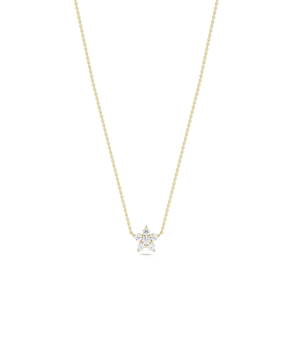 Diamond Star Necklace in yellow gold petite celestial sparkling