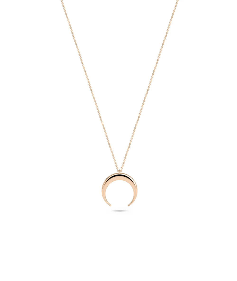 Gold Crescent Moon in rose gold warm mystical lunar elegance