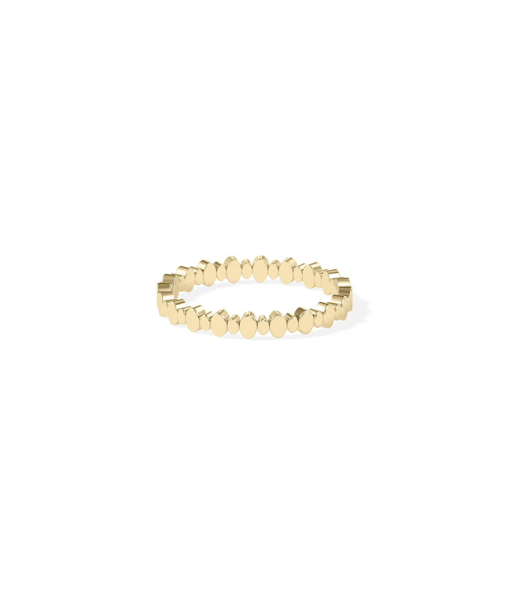 Side view Small Big Oval Gold Eternity Band Ring showing 2.7mm width and size progression