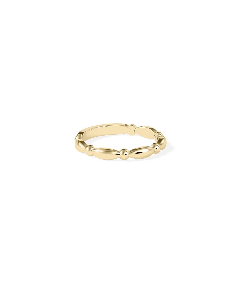Side view Gold Alternating Band Ring showing delicate 2.7mm width and alternating detail