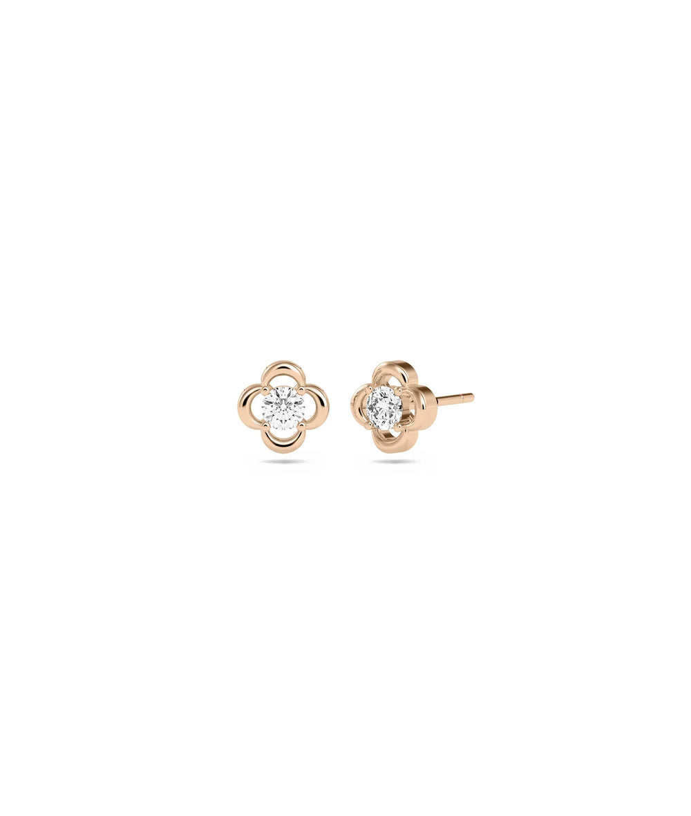 Diamond Stud Clover Earrings - 79e | Everyday 14K Gold Jewelry