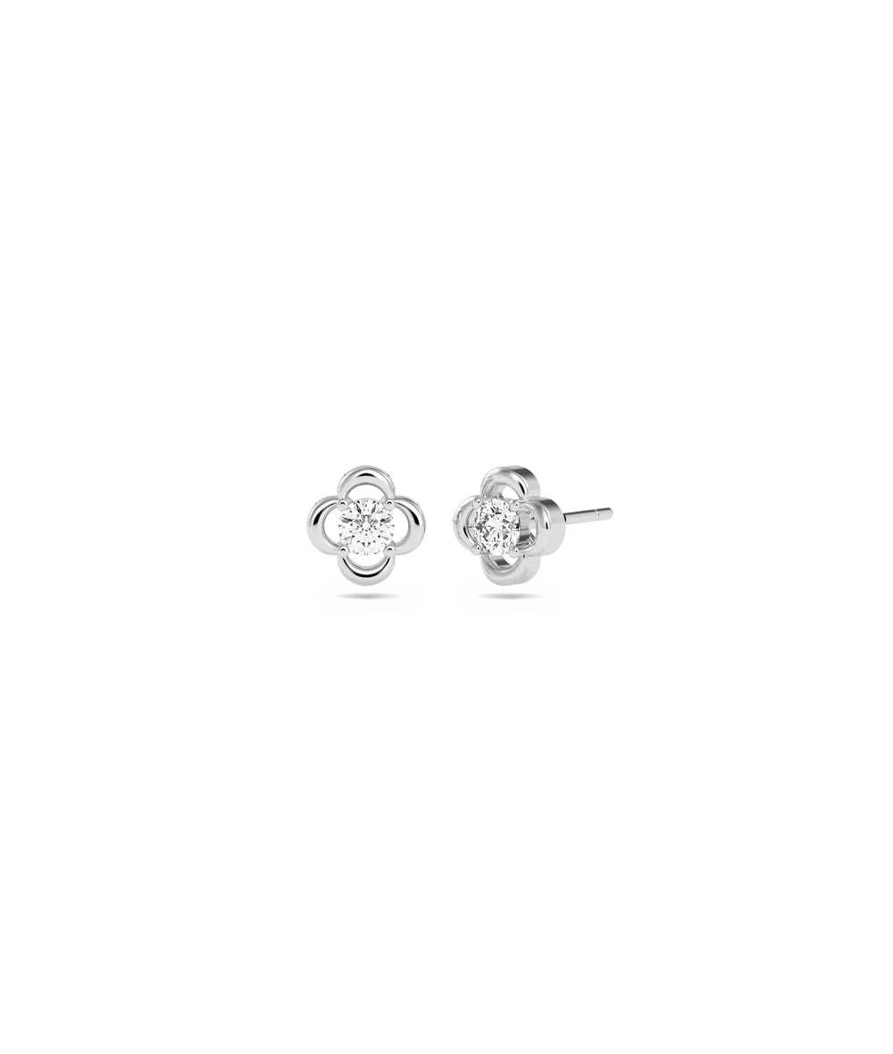Diamond Stud Clover Earrings - 79e | Everyday 14K Gold Jewelry