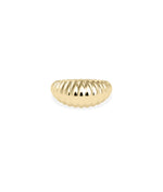 Fluted Dome Band Ring in yellow gold with vertical fluted grooves on domed surface