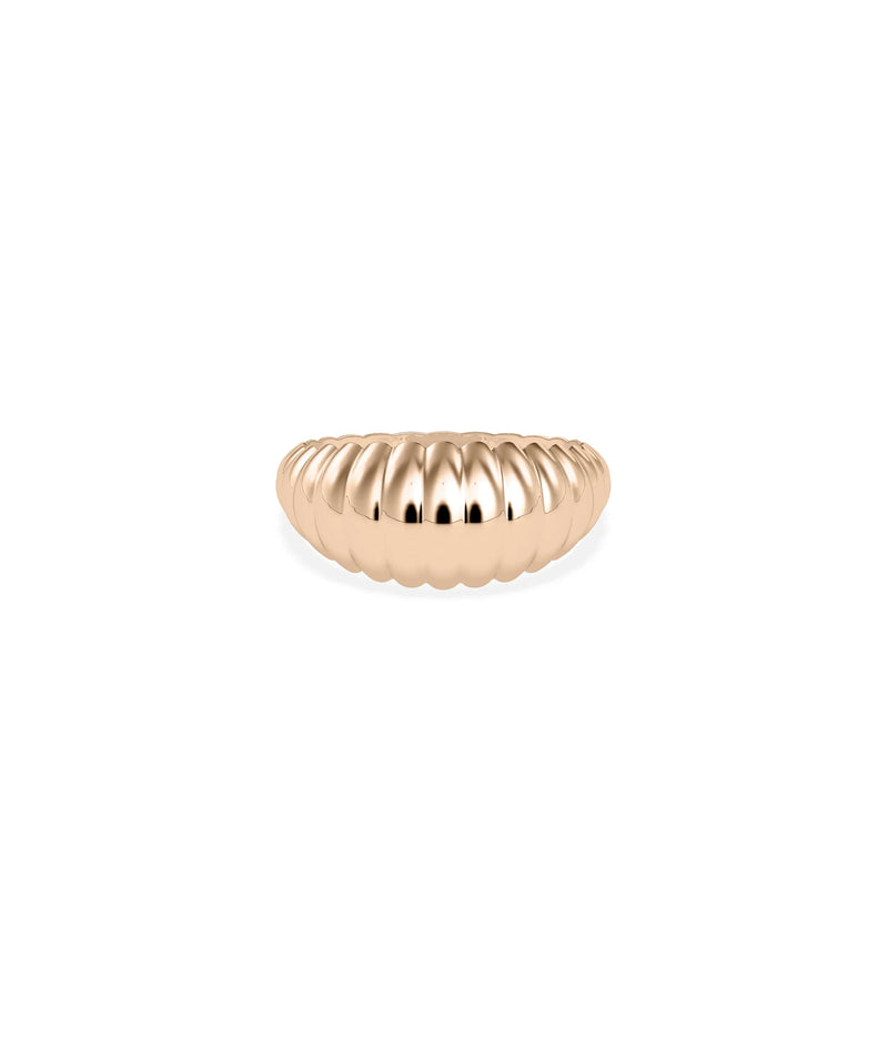 Rose gold Fluted Dome Band Ring with classical fluting on bold domed band