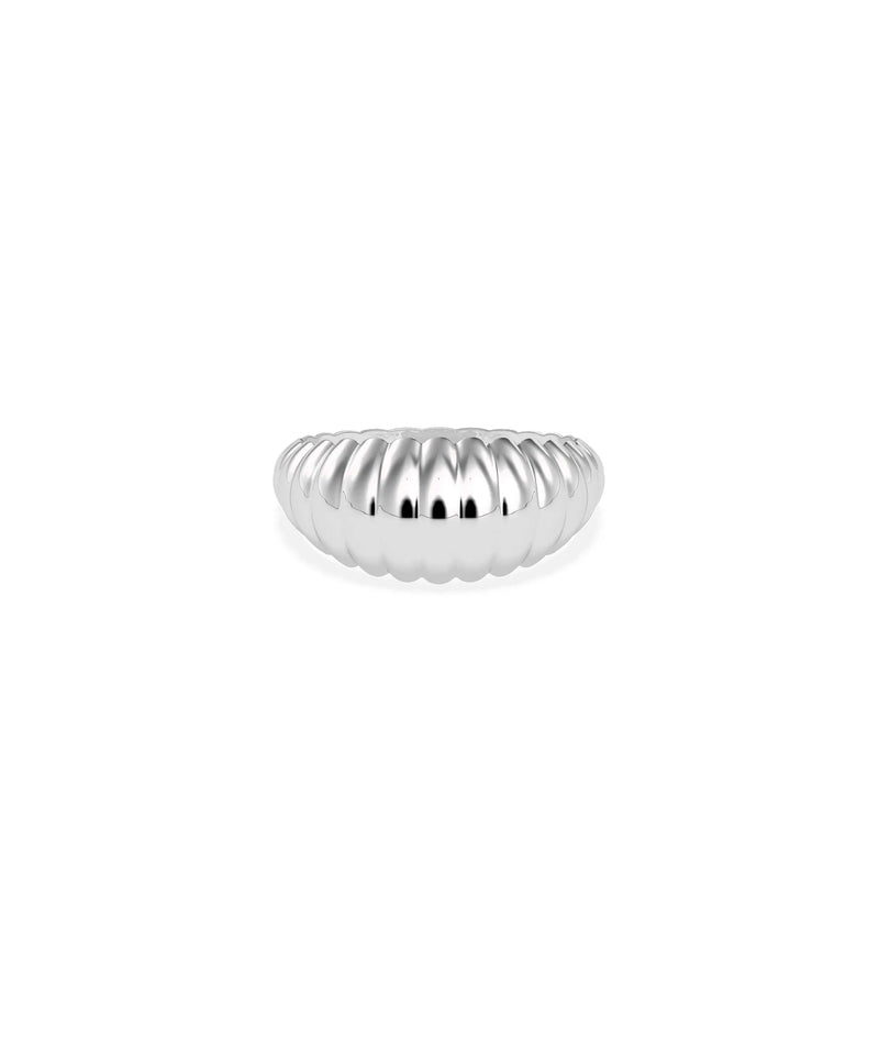 White gold Fluted Dome Band Ring featuring architectural fluted texture and dome shape