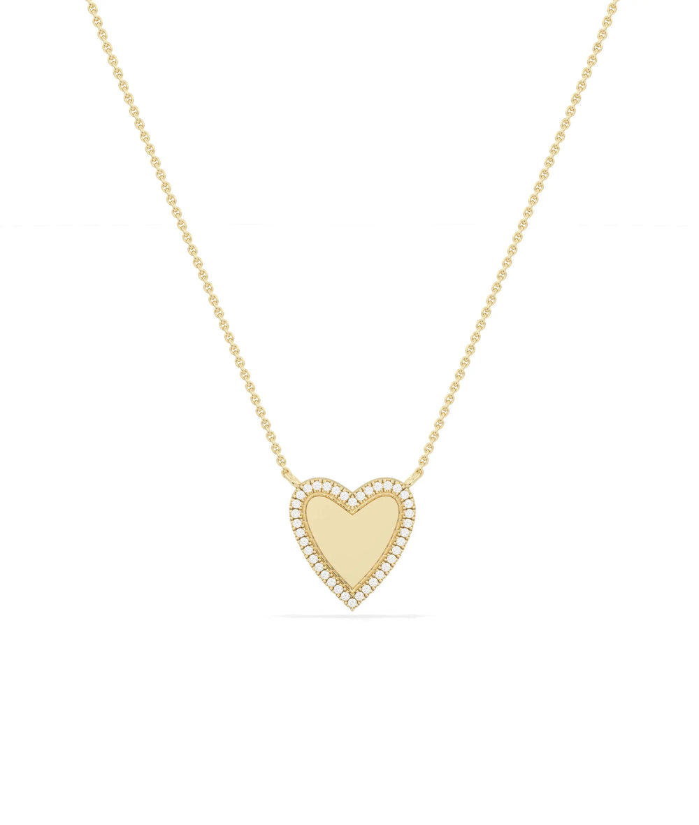 Diamond Halo Heart Necklace in yellow gold radiant romantic sparkle