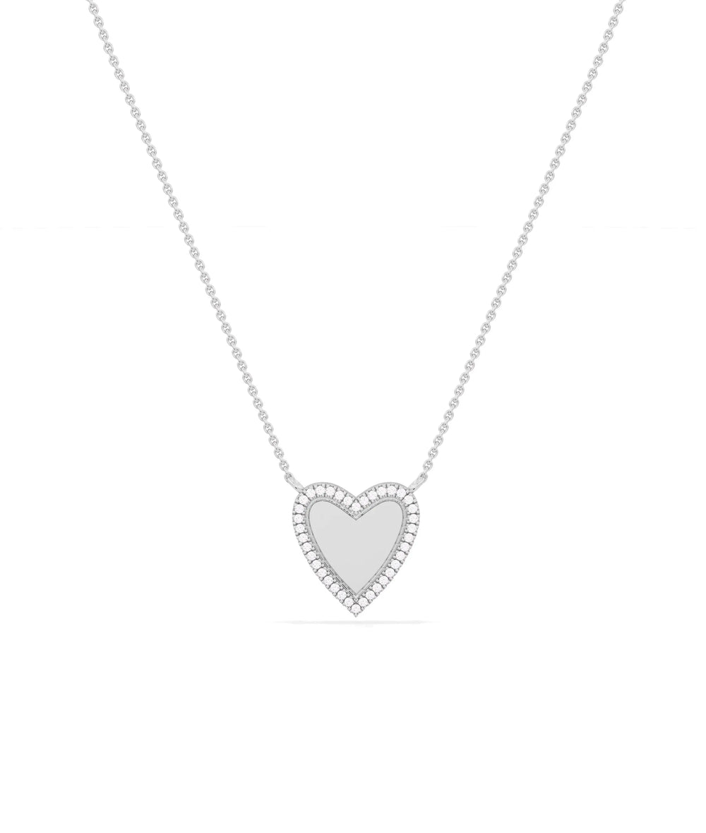 Diamond Halo Heart in white gold brilliant radiant sparkle
