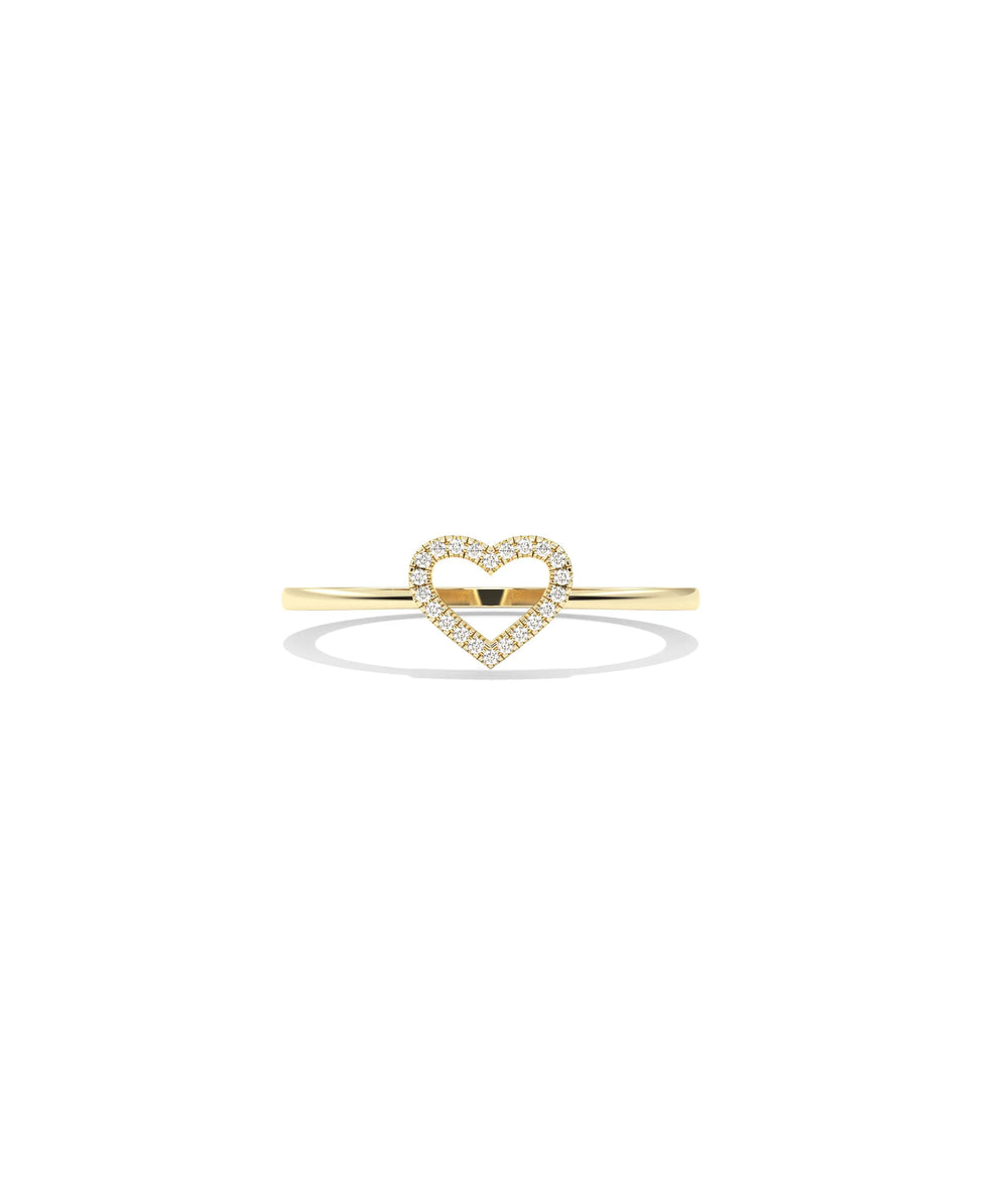 Diamond Outline Heart Ring in yellow gold with diamond-framed heart outline