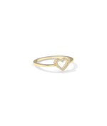 Side view Diamond Outline Heart Ring showing delicate 6.6mm heart length detail