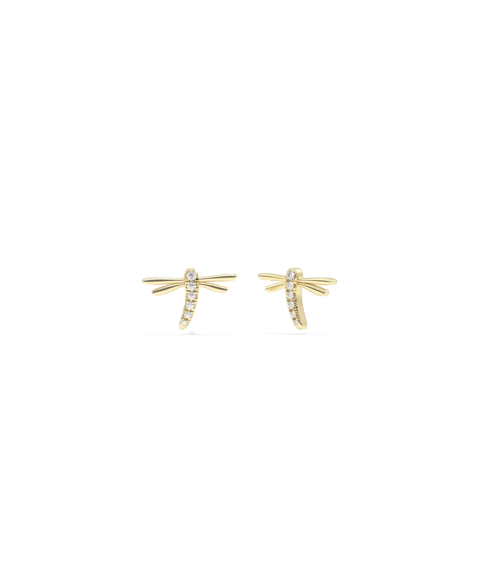 Diamond Fire Fly Stud Earrings - 79e | Everyday 14K Gold Jewelry