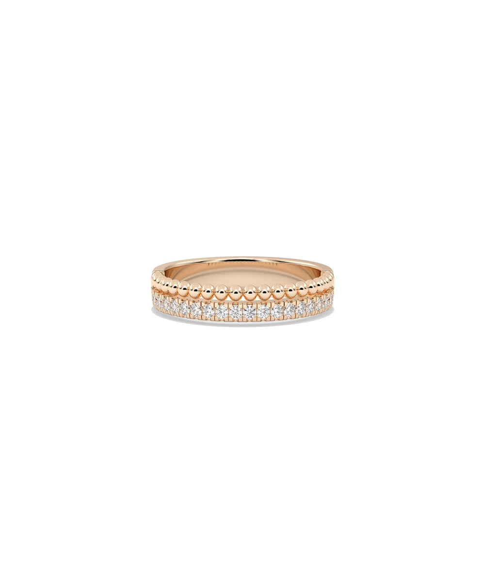 Rose gold 2 Row Diamond Band Ring with luxurious dual-row diamond design