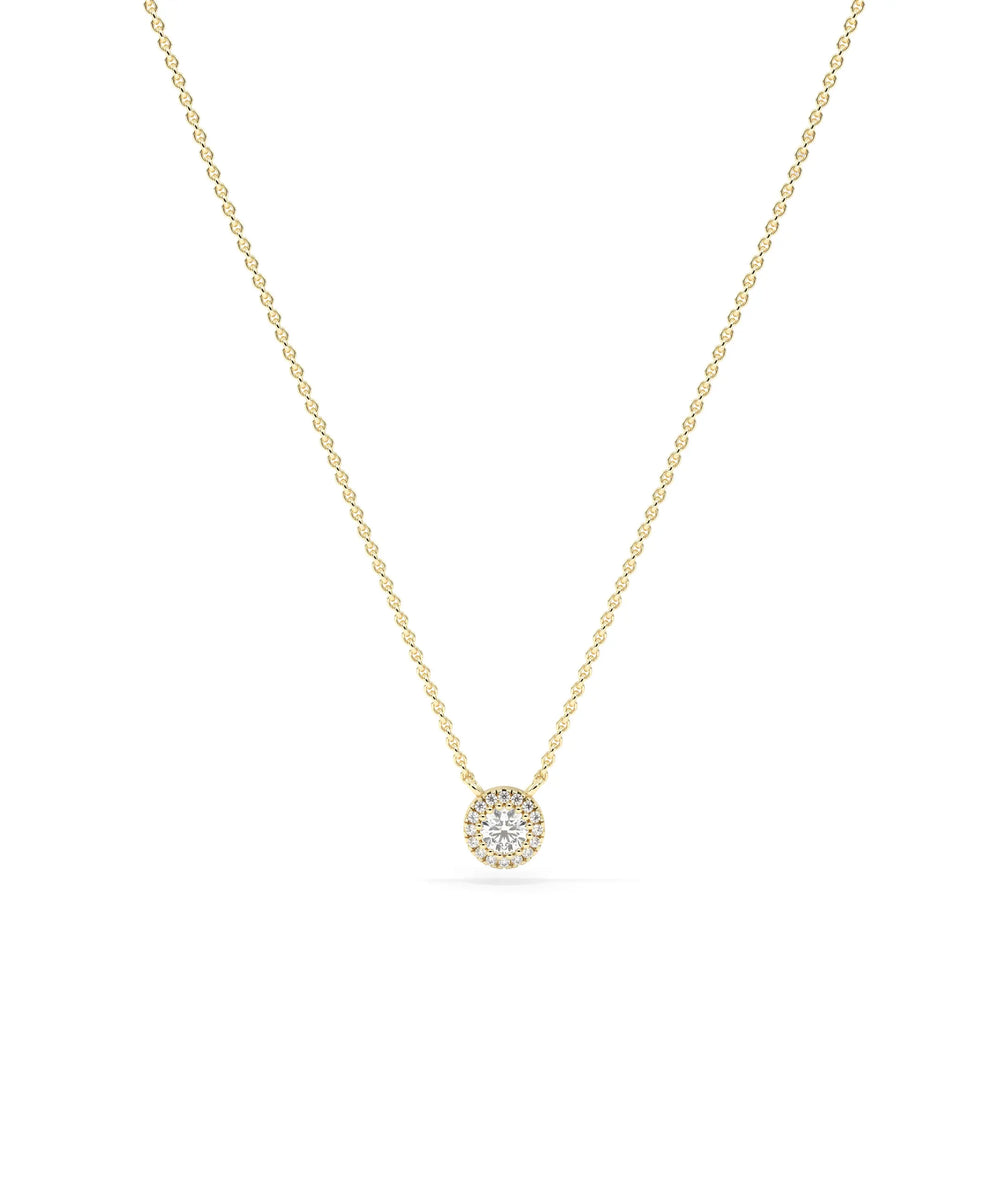 Solitaire Halo Necklace - 79e | Everyday 14K Gold Jewelry