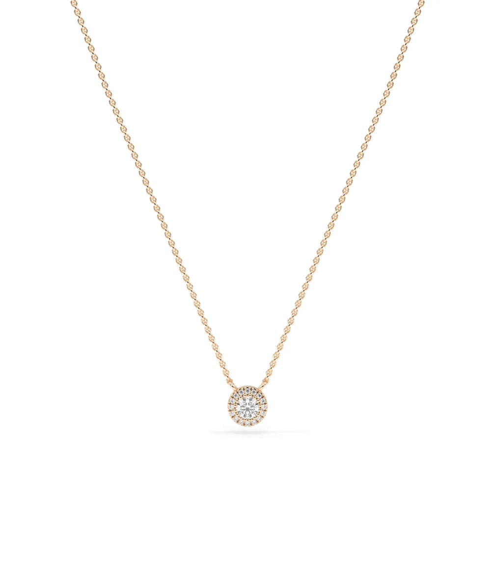 Solitaire Halo Necklace - 79e | Everyday 14K Gold Jewelry