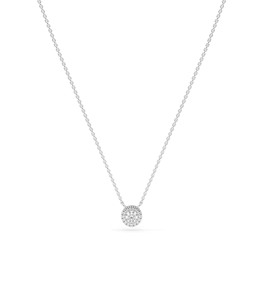 Solitaire Halo Necklace - 79e | Everyday 14K Gold Jewelry