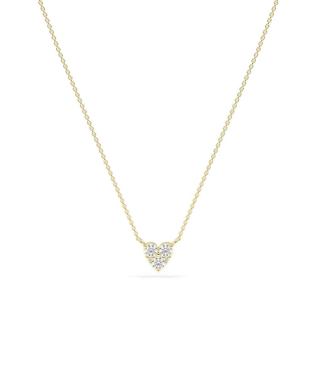 Diamond Pave Heart Necklace in yellow gold petite sparkling romantic