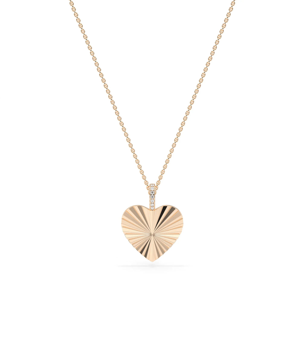 Fluted Heart with Diamond Bail in rose gold warm affectionate elegance