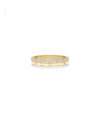 Diamond and Faceted Gold Band Ring in yellow gold with diamond rows and faceted texture