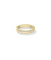 Side view Diamond and Faceted Gold Band Ring showing 3.3mm width and dimensional faceting