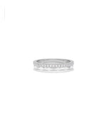 White gold Diamond and Faceted Gold Band Ring featuring textured faceted surface sparkle