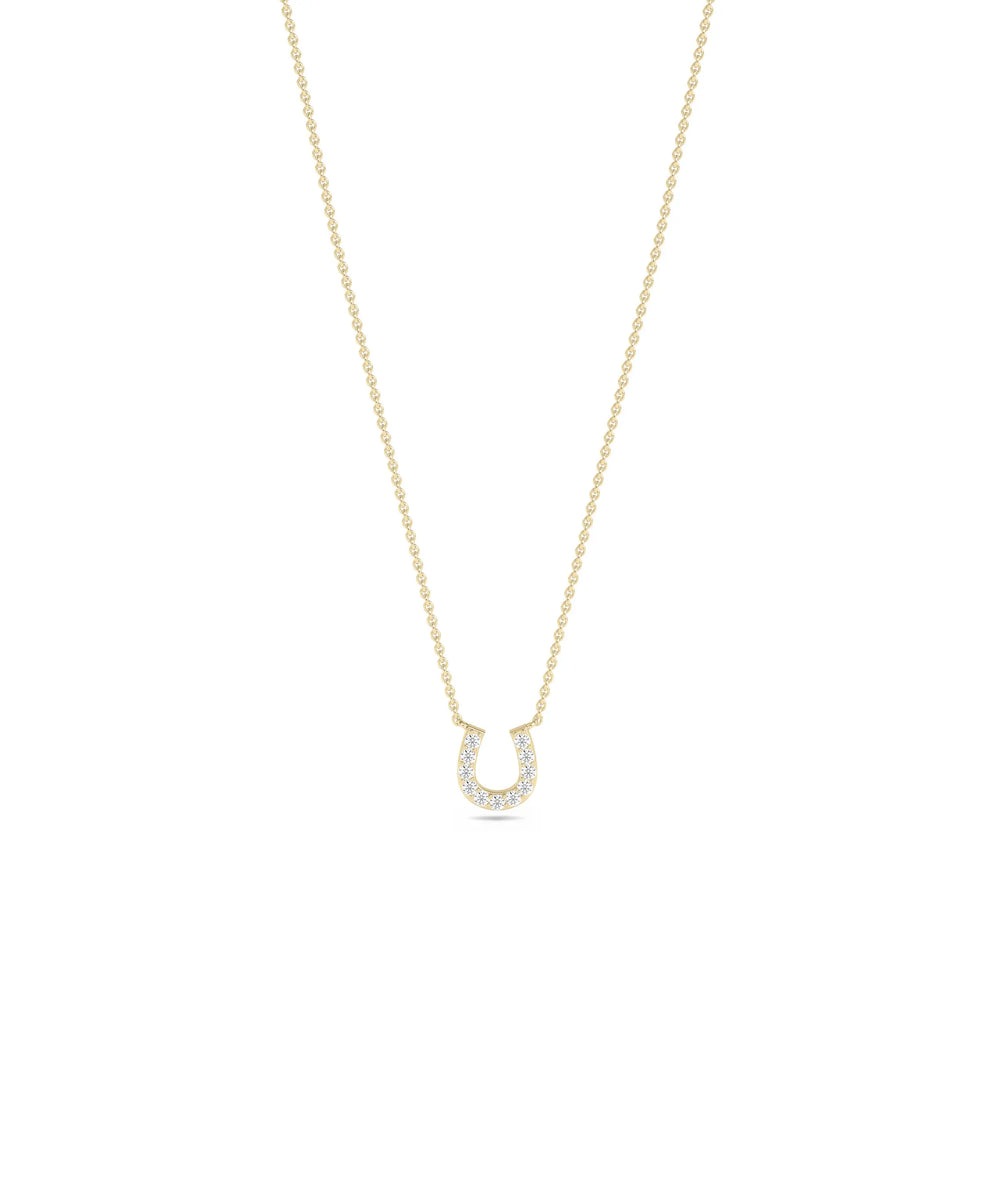 Diamond Horse Shoe yellow gold traditional lucky fortunate elegant