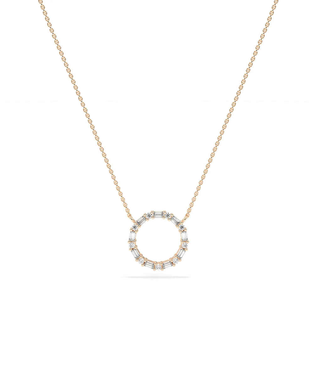 Rose gold Diamond Baguette Circle featuring linear sparkle