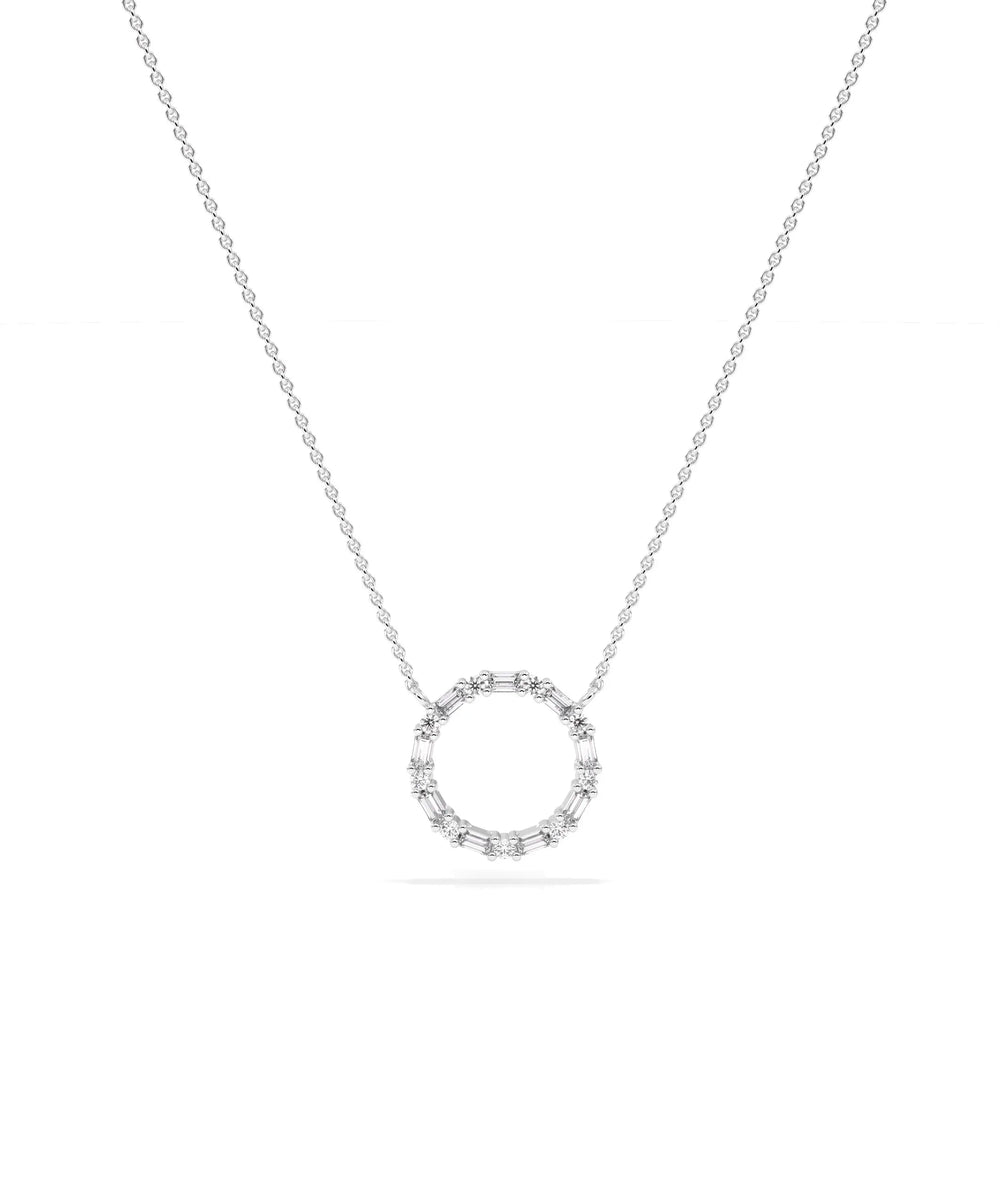 White gold Diamond Baguette Circle modern geometric design