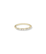 Side view Diamond Baguette and Round Ring showing ultra-delicate 1.2mm slim width
