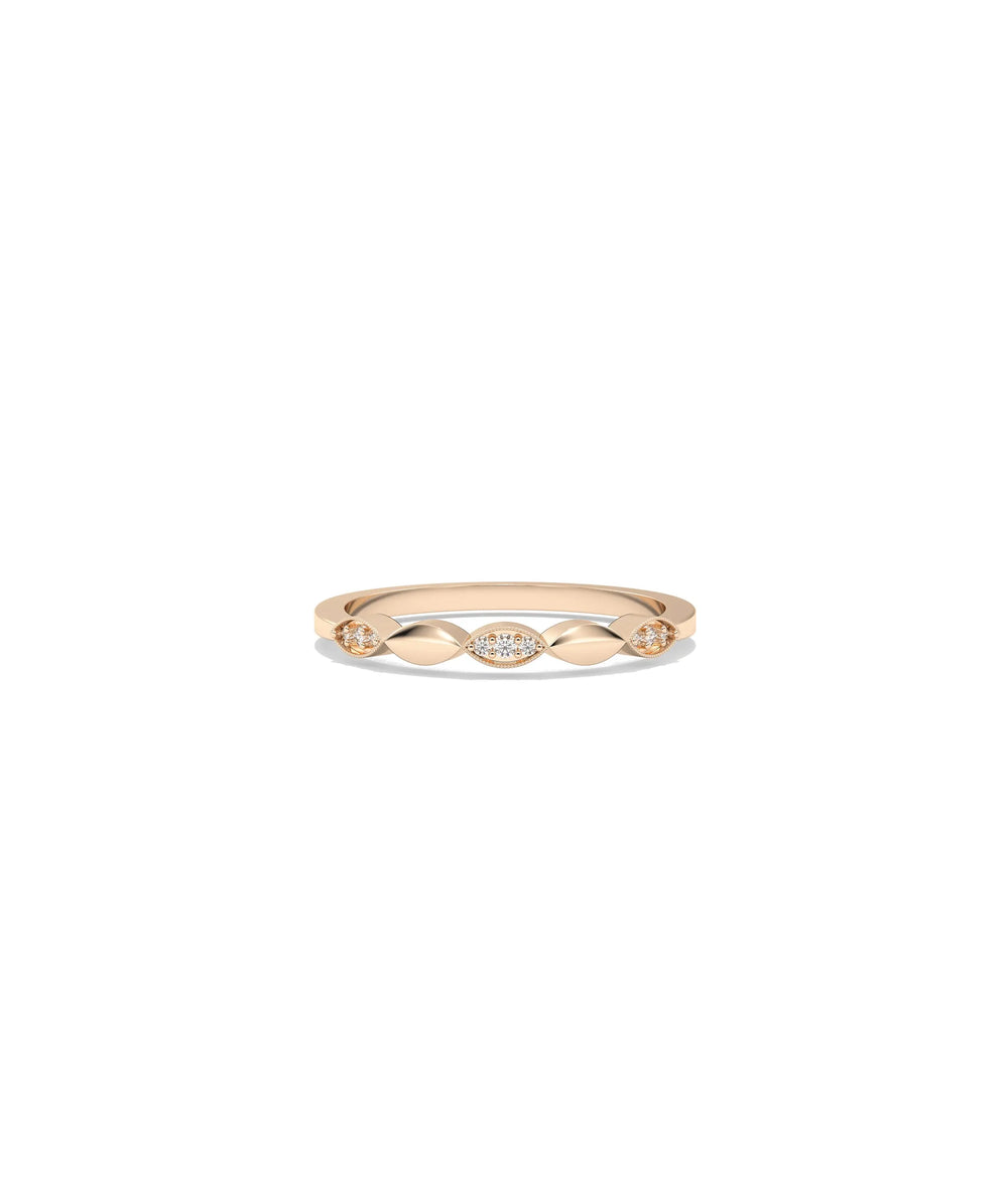 Rose gold Diamond Alternating Band Ring with sophisticated alternating diamond design