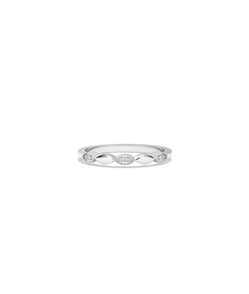 White gold Diamond Alternating Band Ring featuring spaced diamond arrangement sparkle