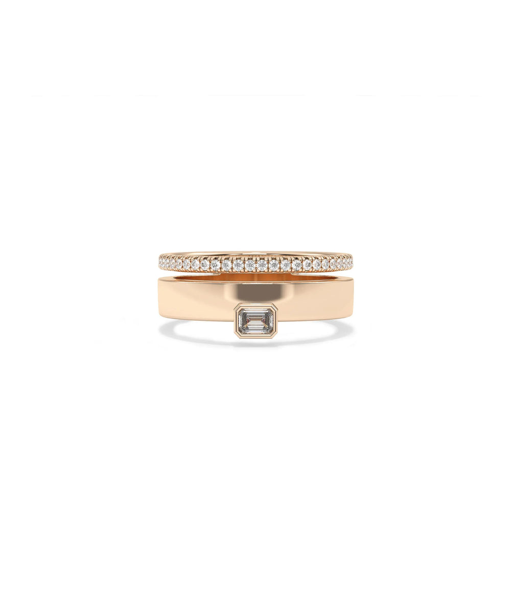 Rose gold Diamond Solitaire Ring with Diamond Line Band featuring maximum brilliance design