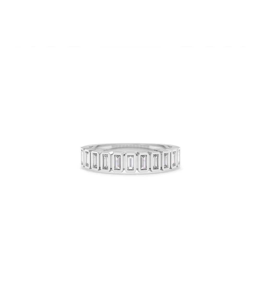 White gold Diamond Baguette Band Ring featuring elegant geometric baguette arrangement