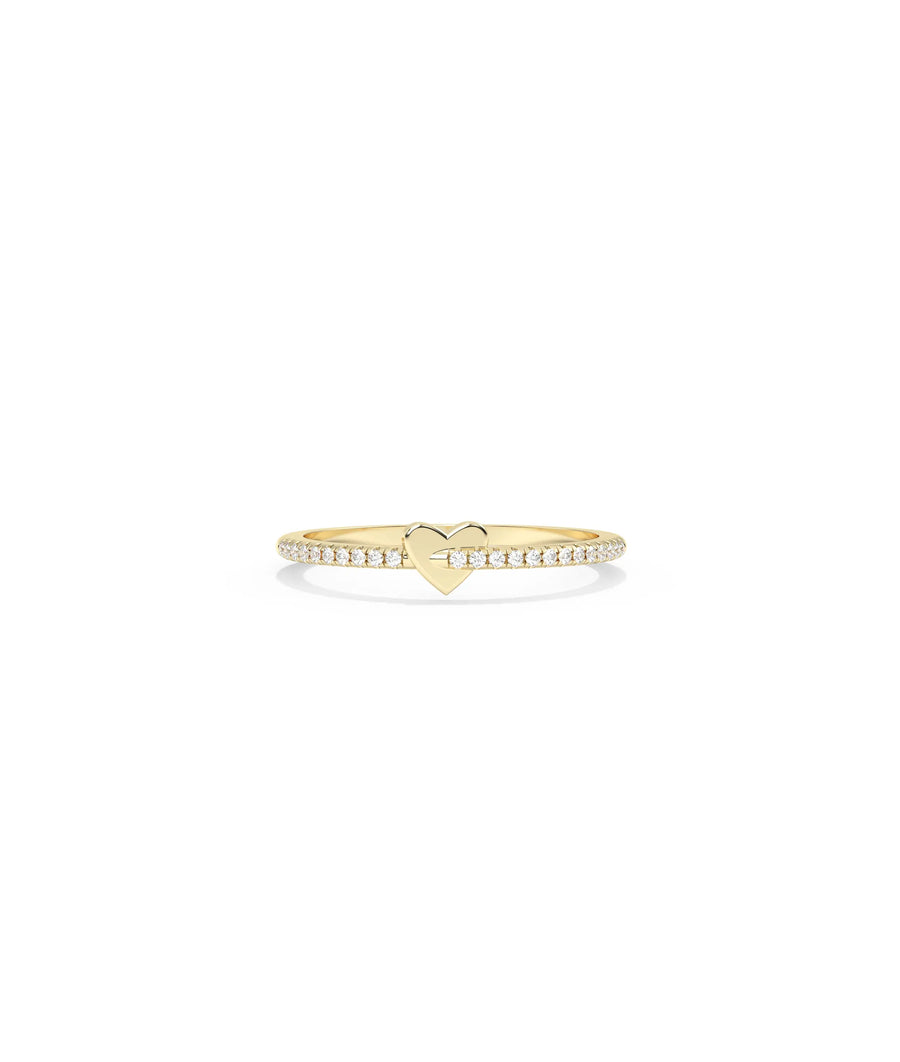 Gold Heart Shape Band Ring in yellow gold with diamond-adorned heart motif