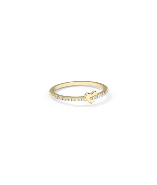 Side view Gold Heart Shape Band Ring showing delicate 4.3mm heart length detail alternate view