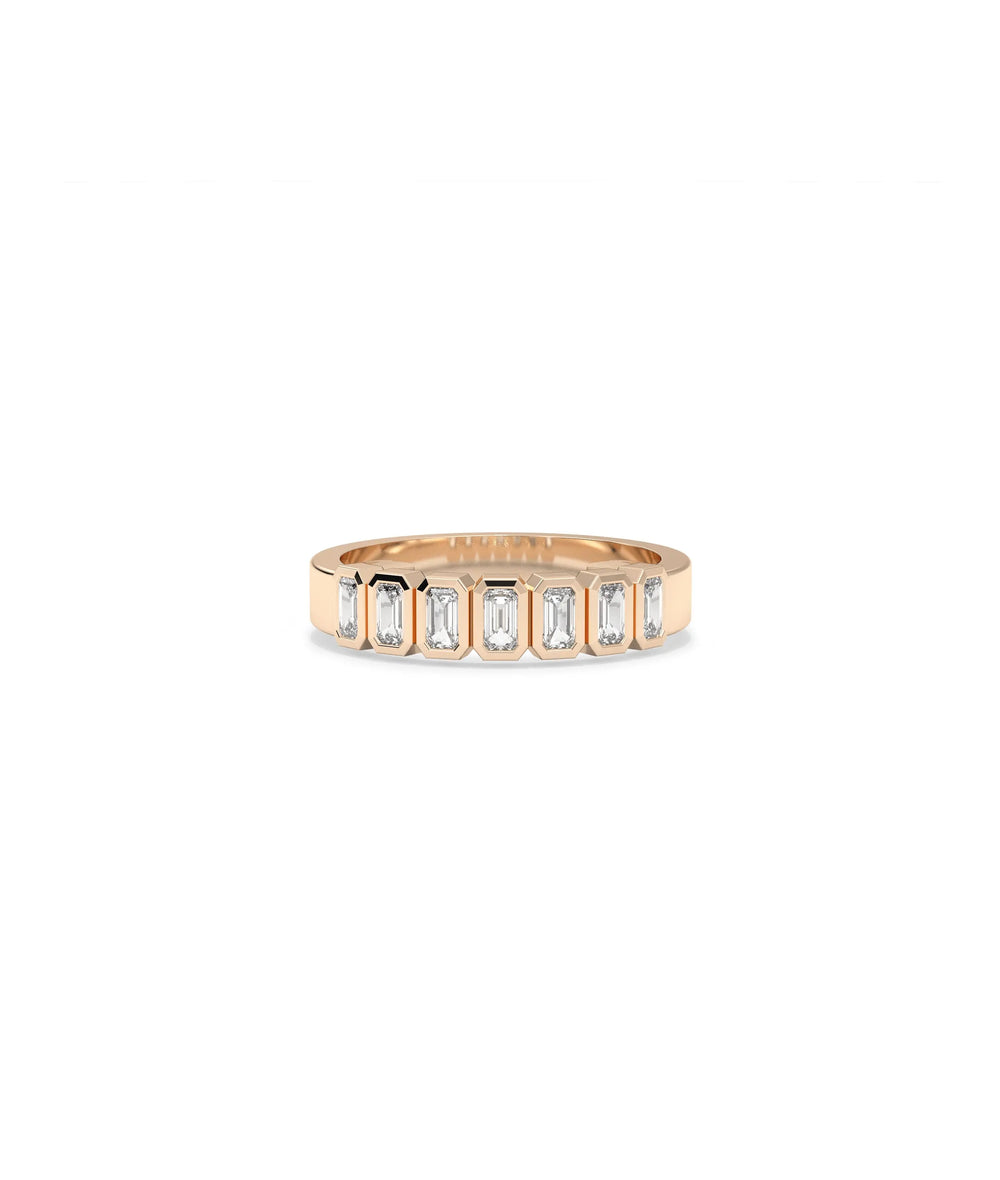 Rose gold Diamond Emerald Cut Band Ring with sophisticated geometric emerald cuts