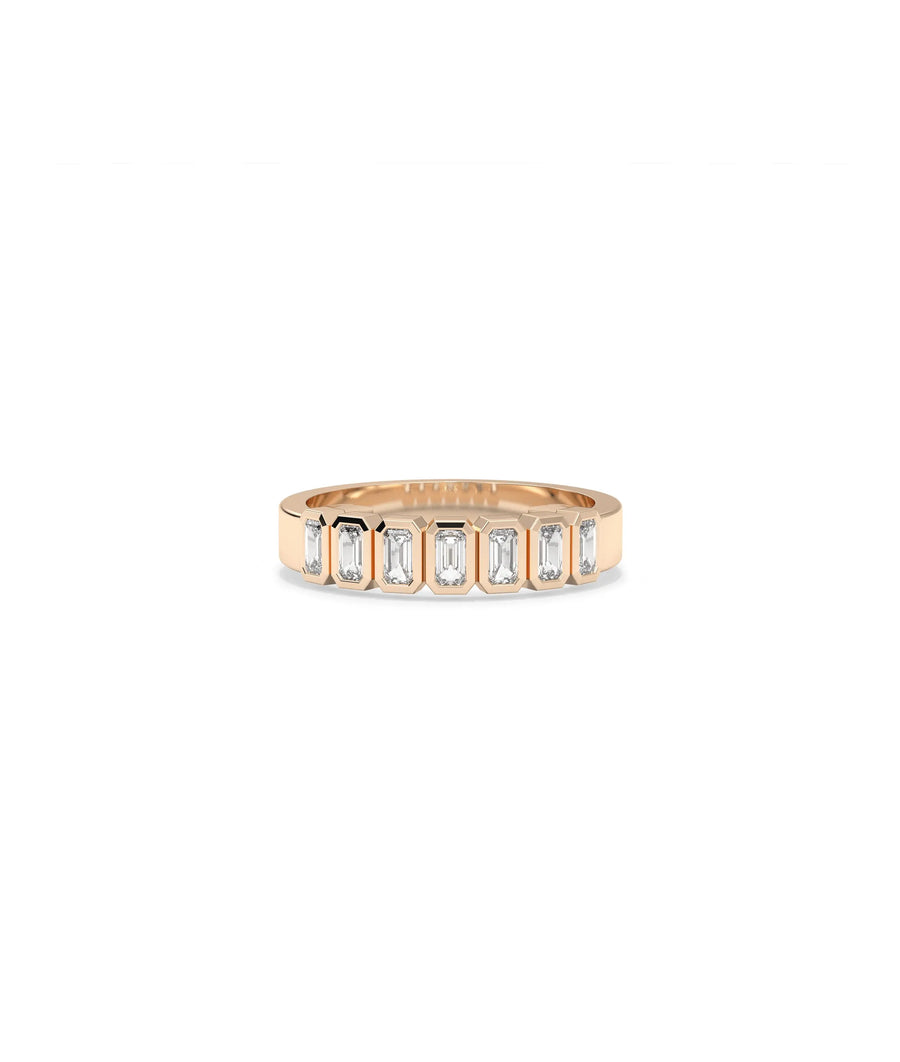 Rose gold Diamond Emerald Cut Band Ring with sophisticated geometric emerald cuts