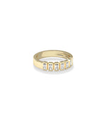 Side profile Diamond Emerald Cut Band Ring showing substantial 4.50mm band width