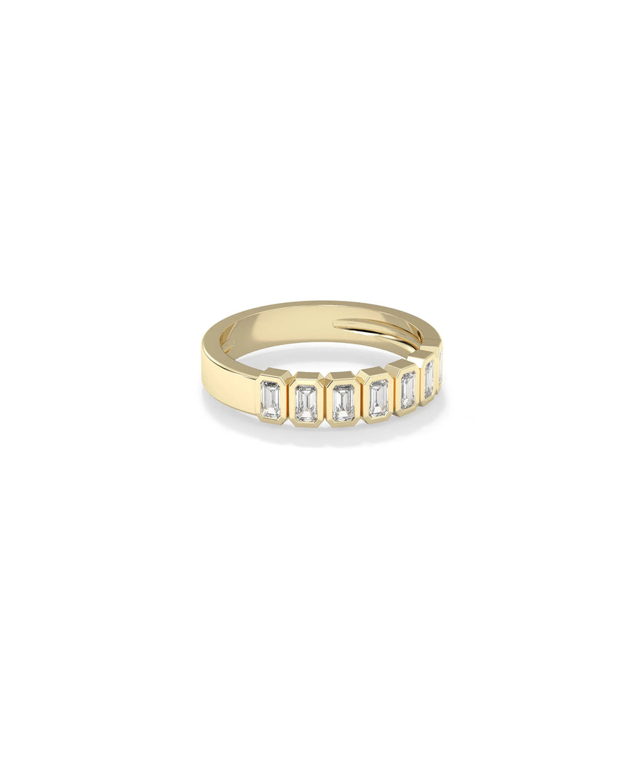 Side profile Diamond Emerald Cut Band Ring showing substantial 4.50mm band width