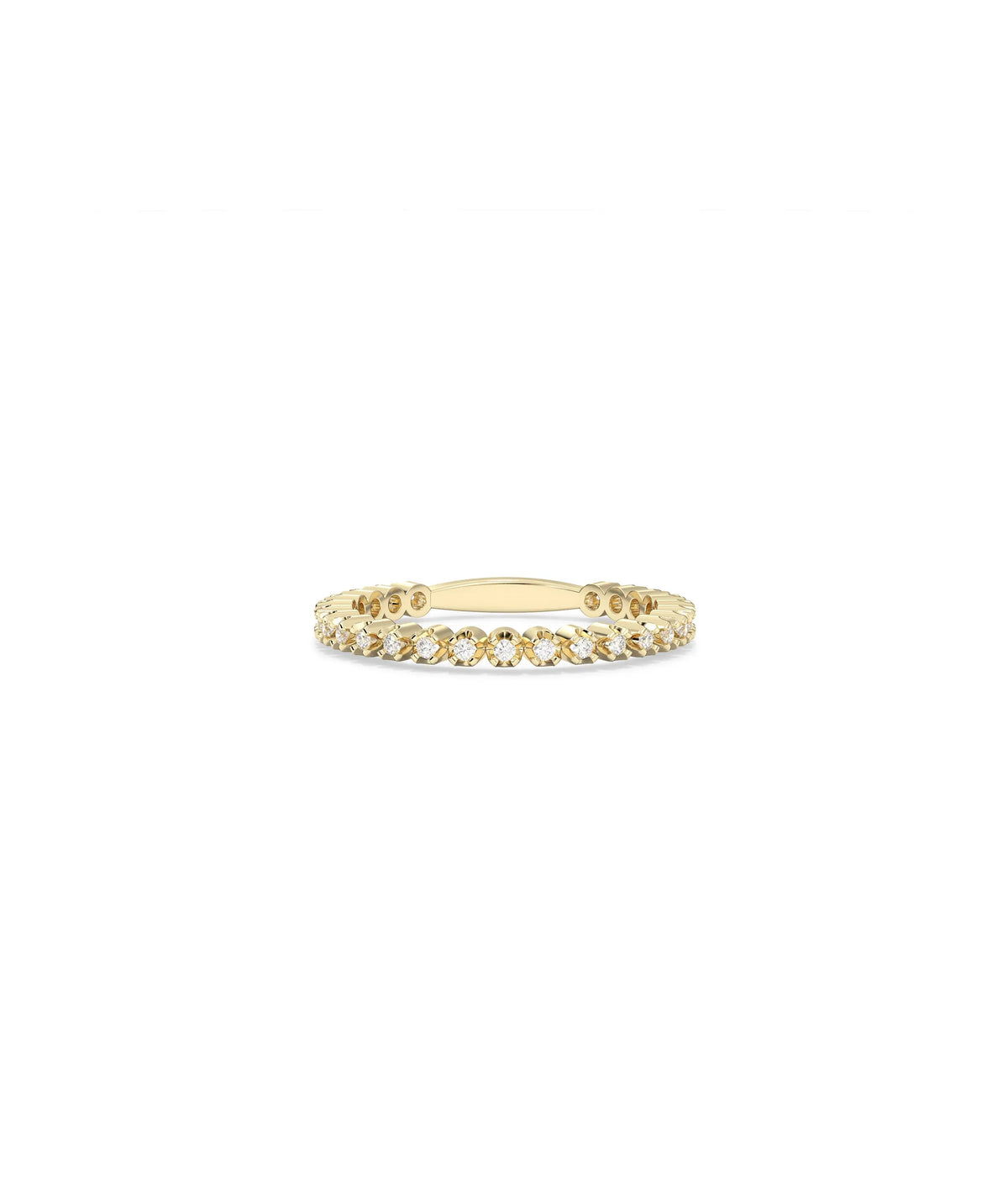 Diamond Bezel Band Ring in yellow gold with sleek bezel-set diamonds along band