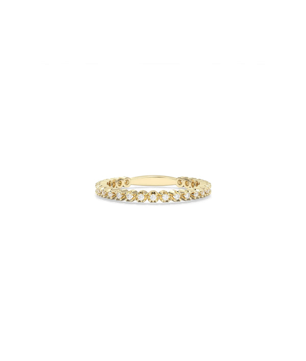 Diamond Bezel Band Ring in yellow gold with sleek bezel-set diamonds along band