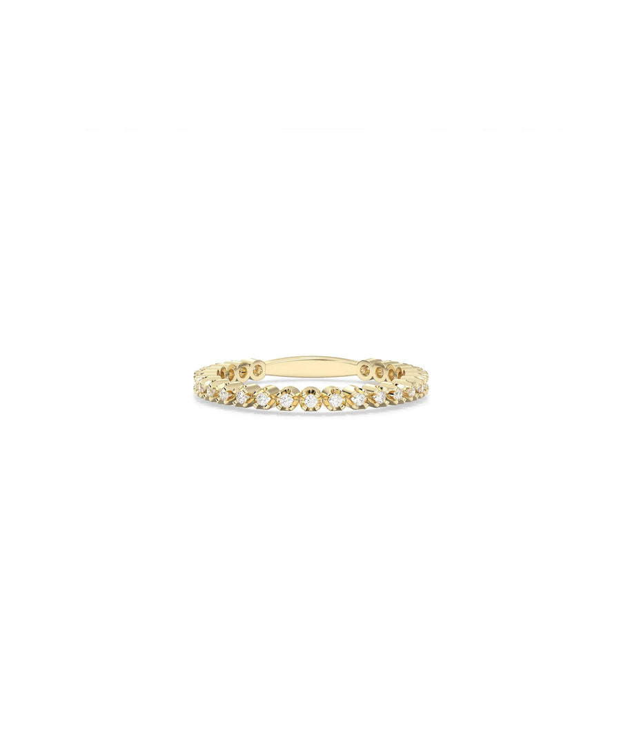 Diamond Bezel Band Ring in yellow gold with sleek bezel-set diamonds along band